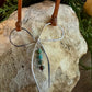 Sterling silver handmade bow on genuine deerskin single leather lace with turquoise dangle