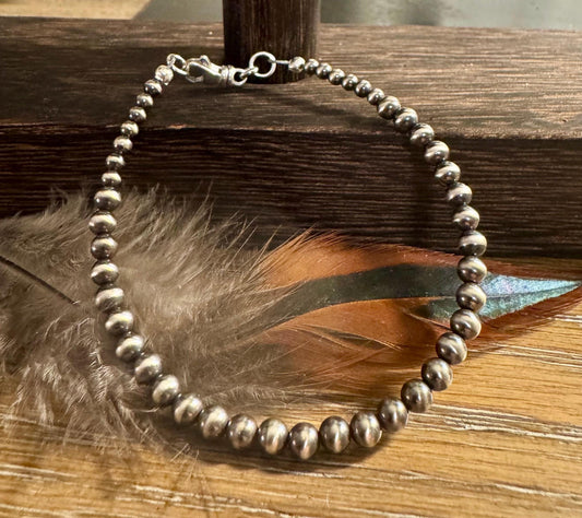 Sterling silver Navajo pearl bracelet / sterling silver beaded bracelet