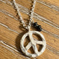 Peace Pendant Necklace, Black Onyx Charm with Hematite Accent, Peace Charm, Onyx Necklace, Peace Necklace, Gift Idea