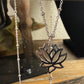 Sterling silver satellite chain necklace with delicate lotus flower pendant / charm