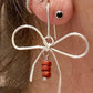 Sterling silver handmade bow earring with jasper, gemstone can be customized