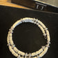 Carbon steel memory wire bracelet with howlite gemstone and silver alloy spacers / gemstone bracelet