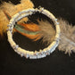Carbon steel memory wire bracelet with howlite gemstone and silver alloy spacers / gemstone bracelet