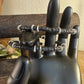 Carbon steel memory wire bracelet with black lava rock and silver alloy spacers / gemstone bracelet