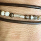 Leather wrap bracelet with petrified opal wood half cuff gemstones / beads