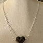 Obsidian gemstone puffy heart necklace