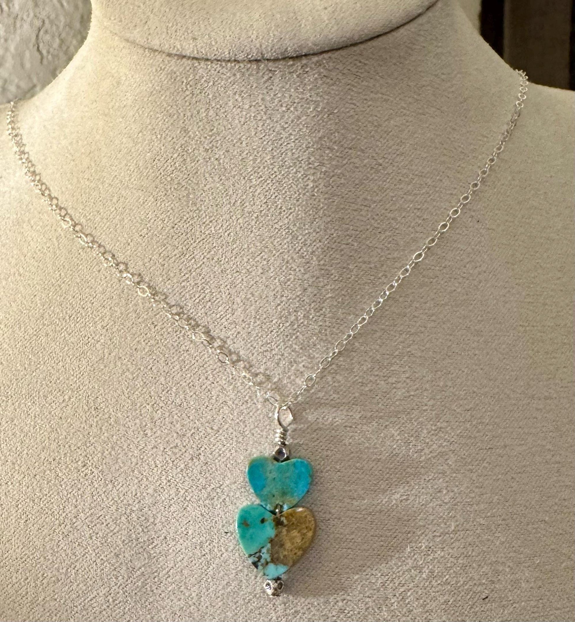 Turquoise Heart Pendant, Kingman Turquoise Necklace, Gemstone Jewelry, Boho Style, Southwestern Style, Gift for Her, Unique Pendant