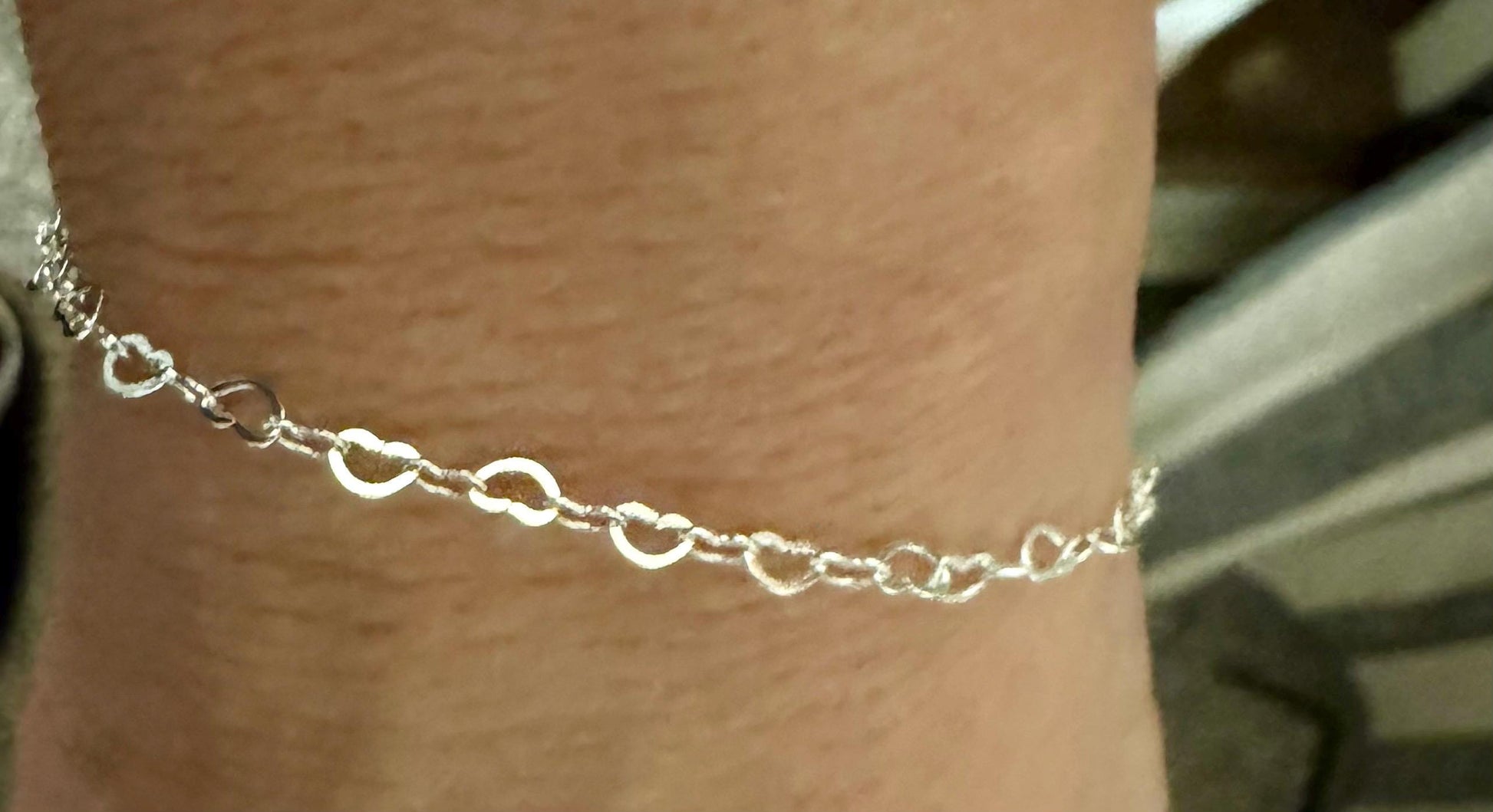 Sterling silver heart chain bracelet / charm bracelet