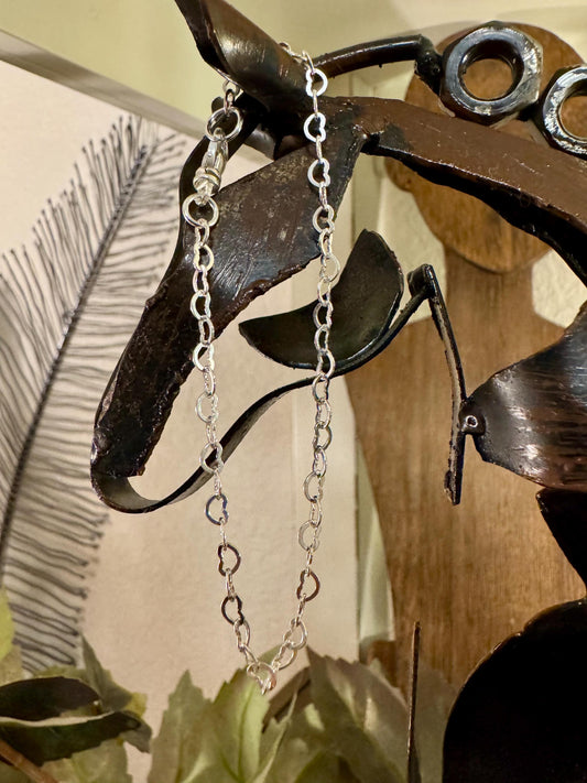 Sterling silver heart chain bracelet / charm bracelet