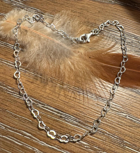 Heart chain sterling silver ankle bracelet / ankle bracelet