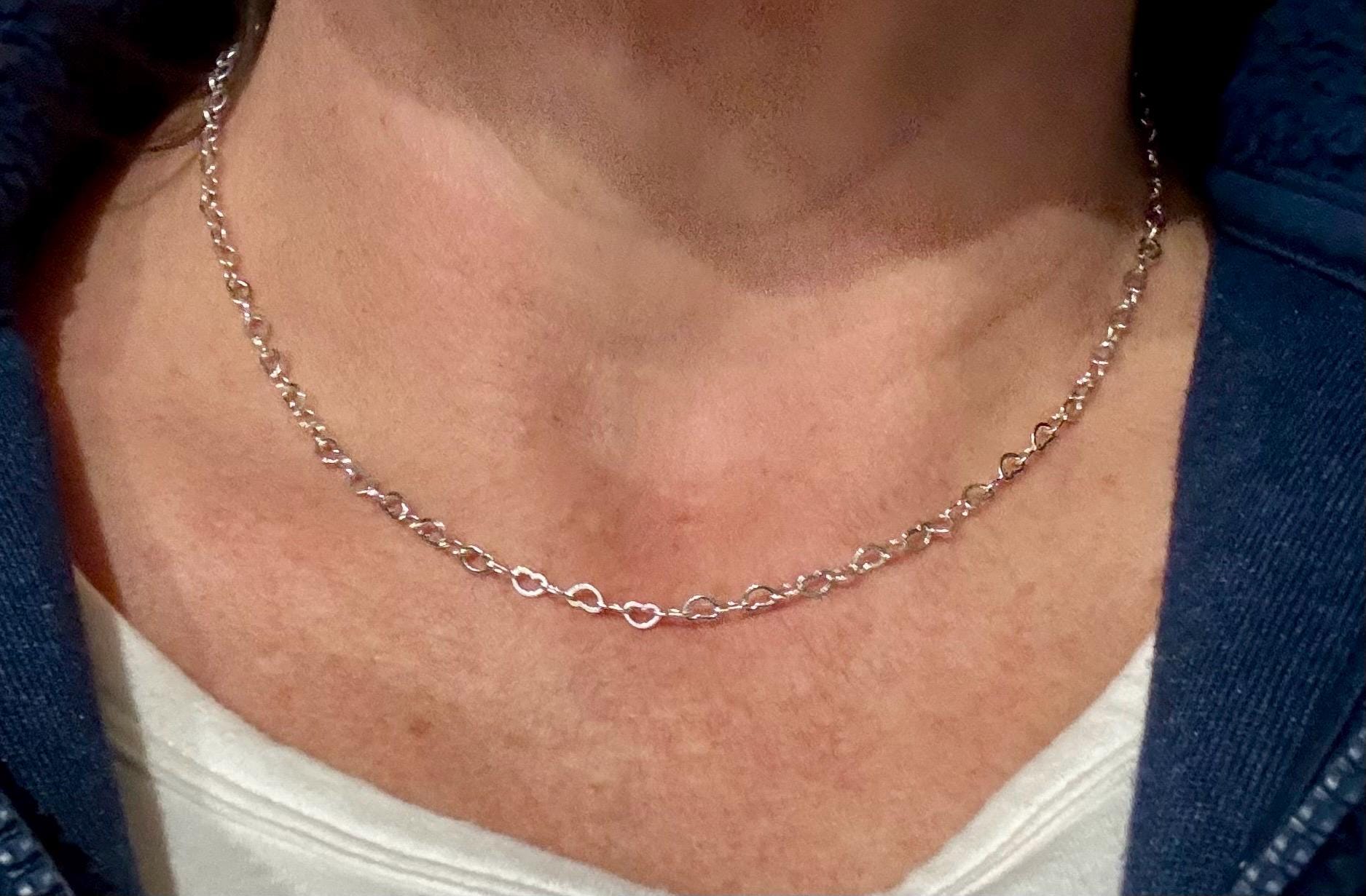 Sterling Silver Heart Chain Necklace / charm necklace