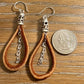 Leather earrings with heart chain / genuine leather earrings