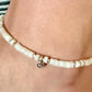 Mother of pearl sterling silver ankle bracelet with heart charm / ankle bracelet