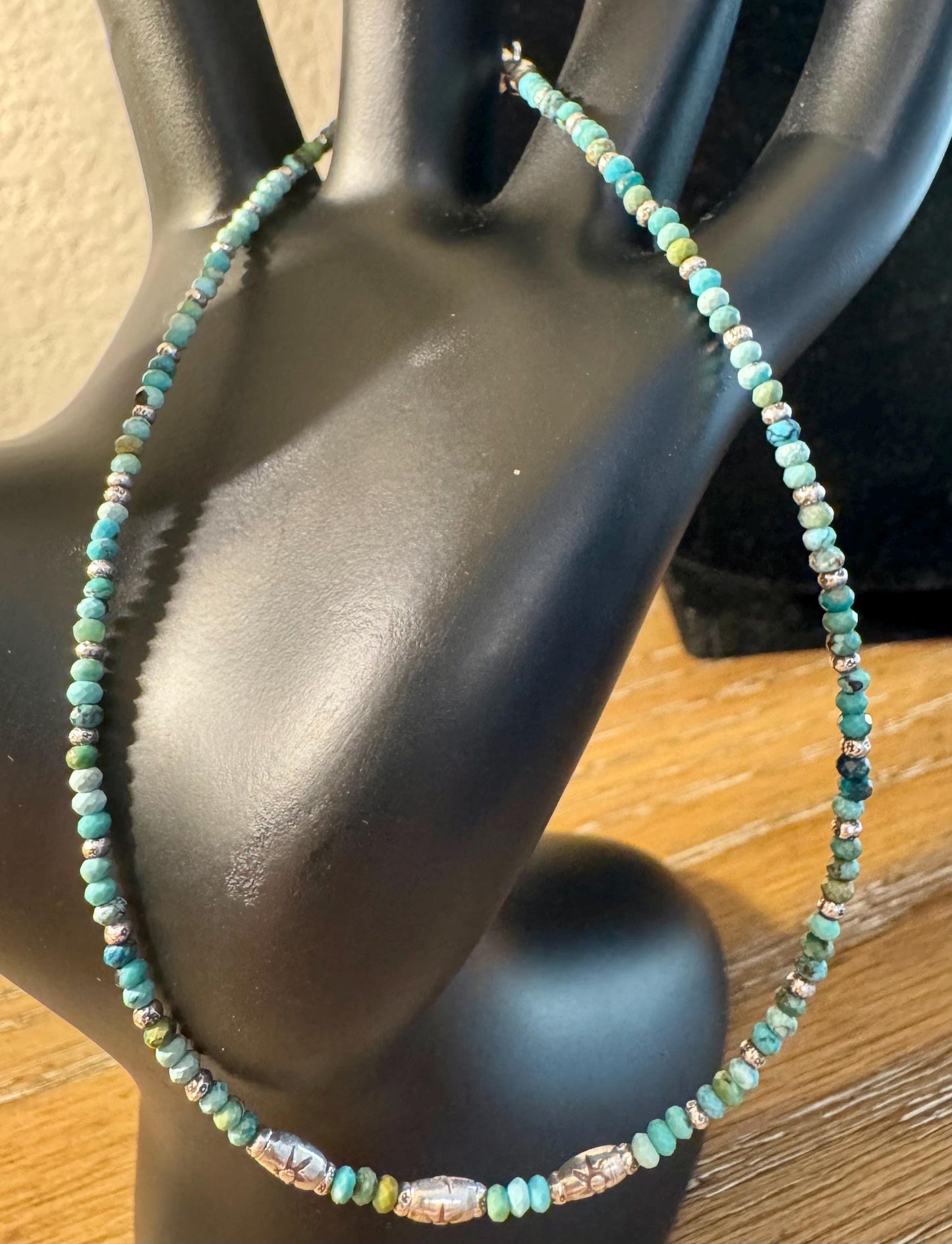 Turquoise sterling silver dainty ankle bracelet / ankle bracelet
