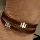 Camel leather wrap bracelet with lotus flower spacers and magnet closure
