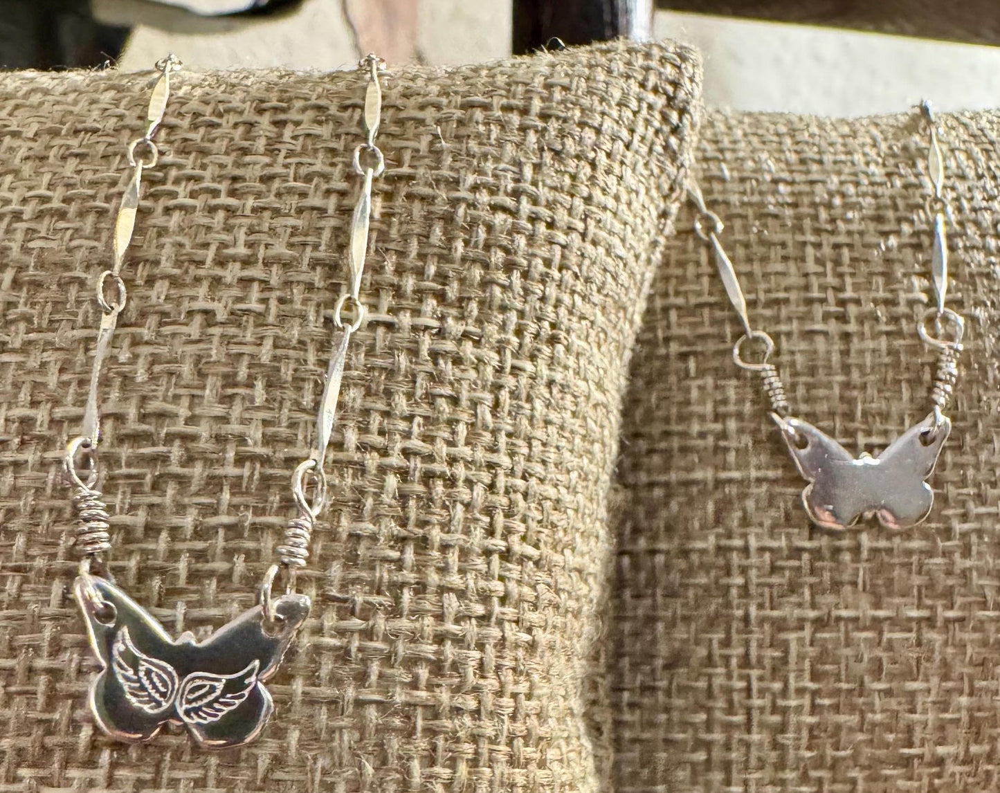 Sterling silver butterfly charm necklace / connector pendant necklace / personalized necklace