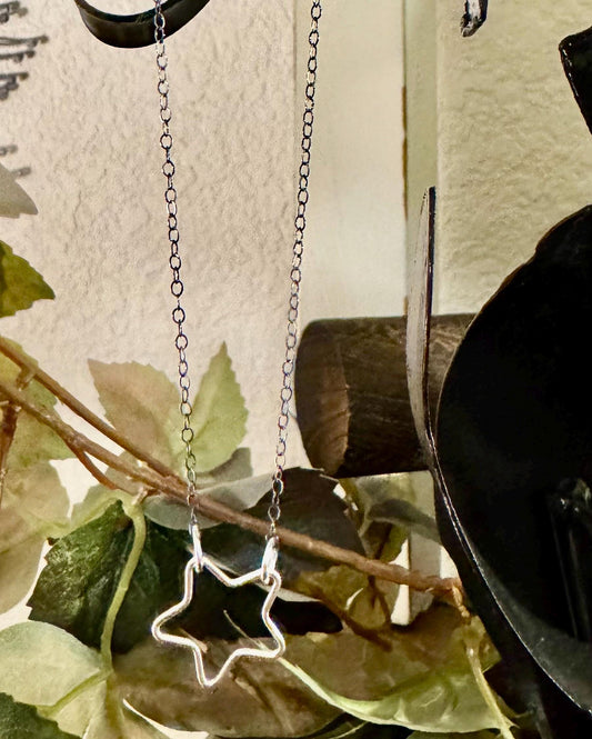Sterling silver star oxidized chain necklace