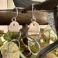 Suede leather earrings with sterling silver circle dangles / genuine leather earrings