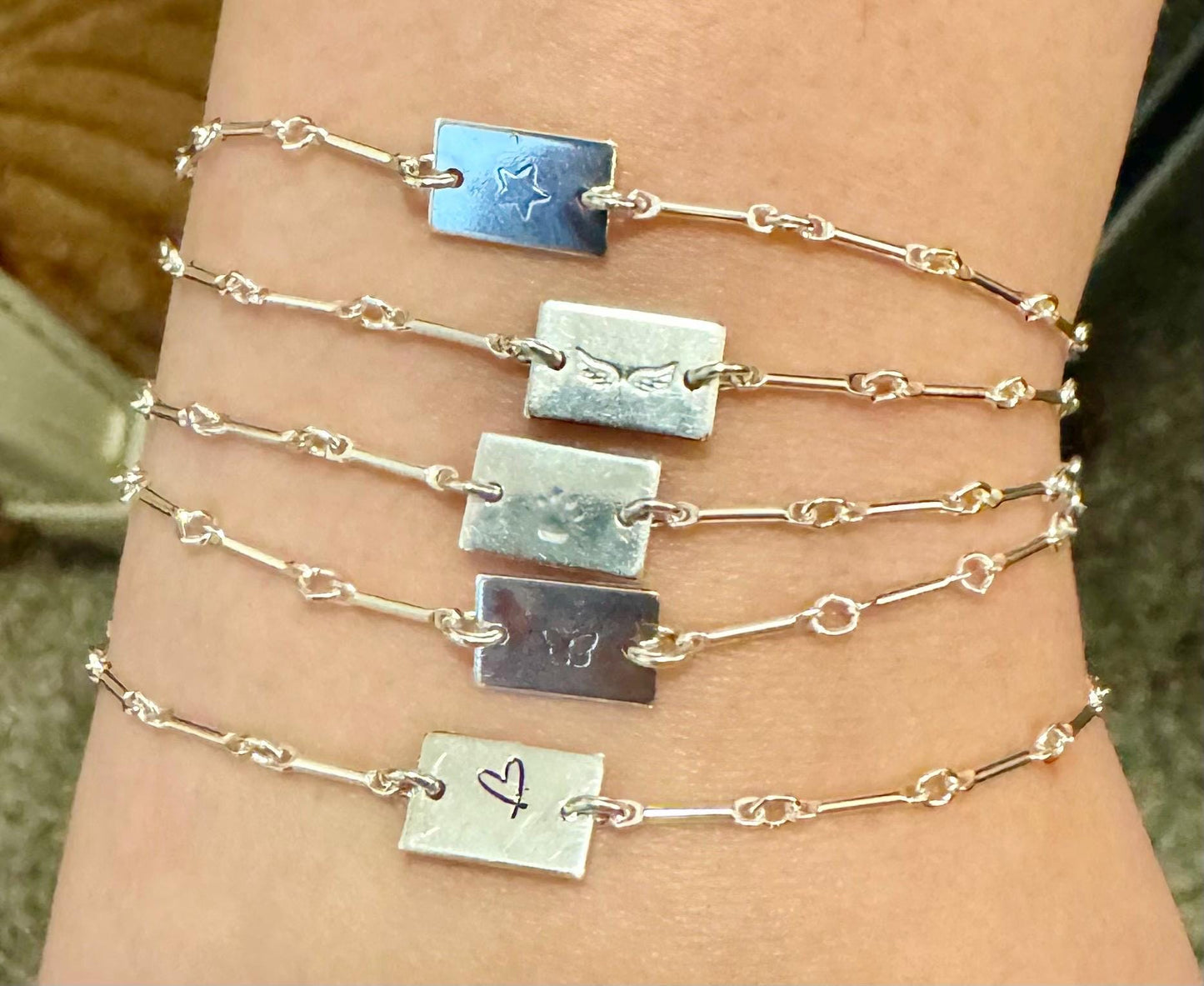 Sterling Silver Bracelet with charm, Personalized Connector Bracelet, Charm Bracelet, Custom Jewelry, Personalized Custom Bracelet, Gift