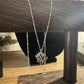 Sterling silver satellite chain necklace with delicate lotus flower pendant / charm