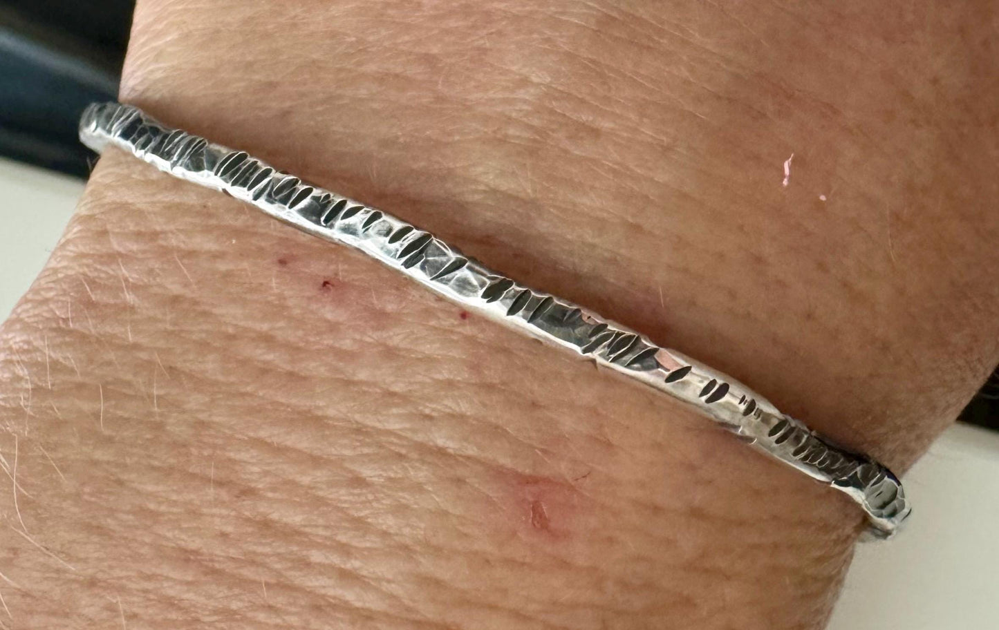Hammered sterling silver cuff bracelet