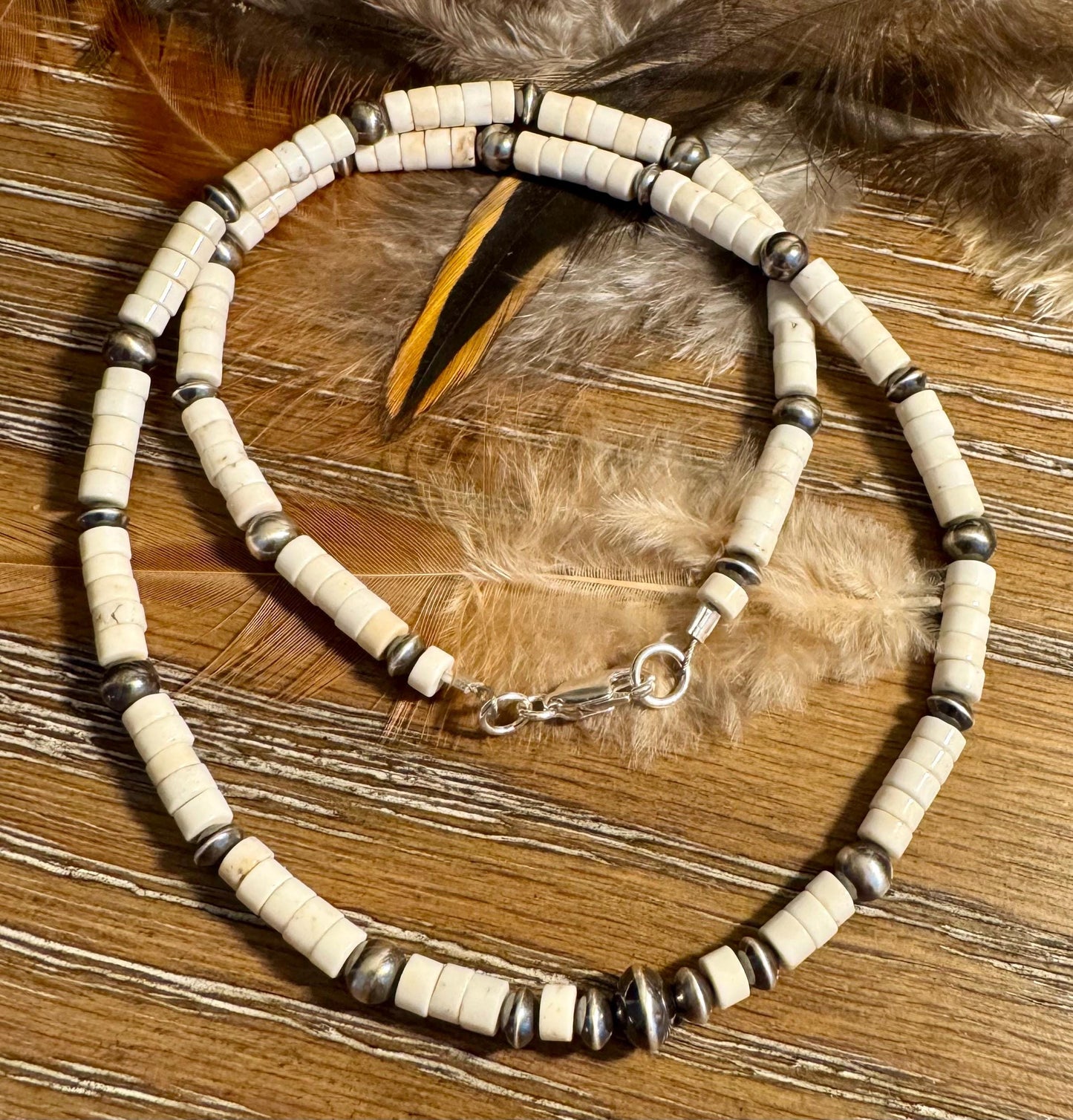 Navajo Pearl and White Turquoise Necklace, Sterling Silver Gemstone Necklace, Southwestern Jewelry, Beaded Necklace, Elegant Gift