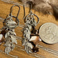 Mother of pearl star gemstone dangle earrings with circle and leaf chain