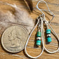 Turquoise and Navajo pearl dangle teardrop style, sterling silver heart chain earrings / turquoise earrings