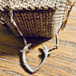 Sterling silver deer antler pendant / charm on dapped bar and link chain