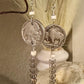 Indian head buffalo nickel earrings with chain and white turquoise gemstone / coin earrings