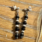 Navajo pearls with hematite and black onyx dangle drop post earrings / tiny sterling silver drop earrings