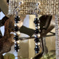 Navajo pearls with hematite and black onyx dangle drop post earrings / tiny sterling silver drop earrings