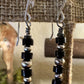 Navajo pearls with hematite and black onyx dangle drop earrings / tiny sterling silver drop earrings