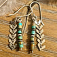 Navajo pearls with turquoise dangle drop earrings and chevron chain