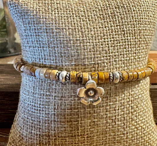 Jasper bracelet / sterling silver beaded gemstone bracelet