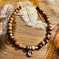 Sandalwood tiger skin bracelet / sterling silver beaded gemstone bracelet