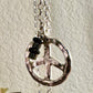Peace Pendant Necklace, Black Onyx Charm with Hematite Accent, Peace Charm, Onyx Necklace, Peace Necklace, Gift Idea