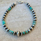 Natural Blue Green Brown Turquoise with Navajo Pearls, Sterling Silver Beaded Jewelry, Gemstone Bracelet, Turquoise Gift