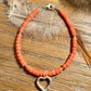 Pink coral bracelet / sterling silver beaded gemstone bracelet
