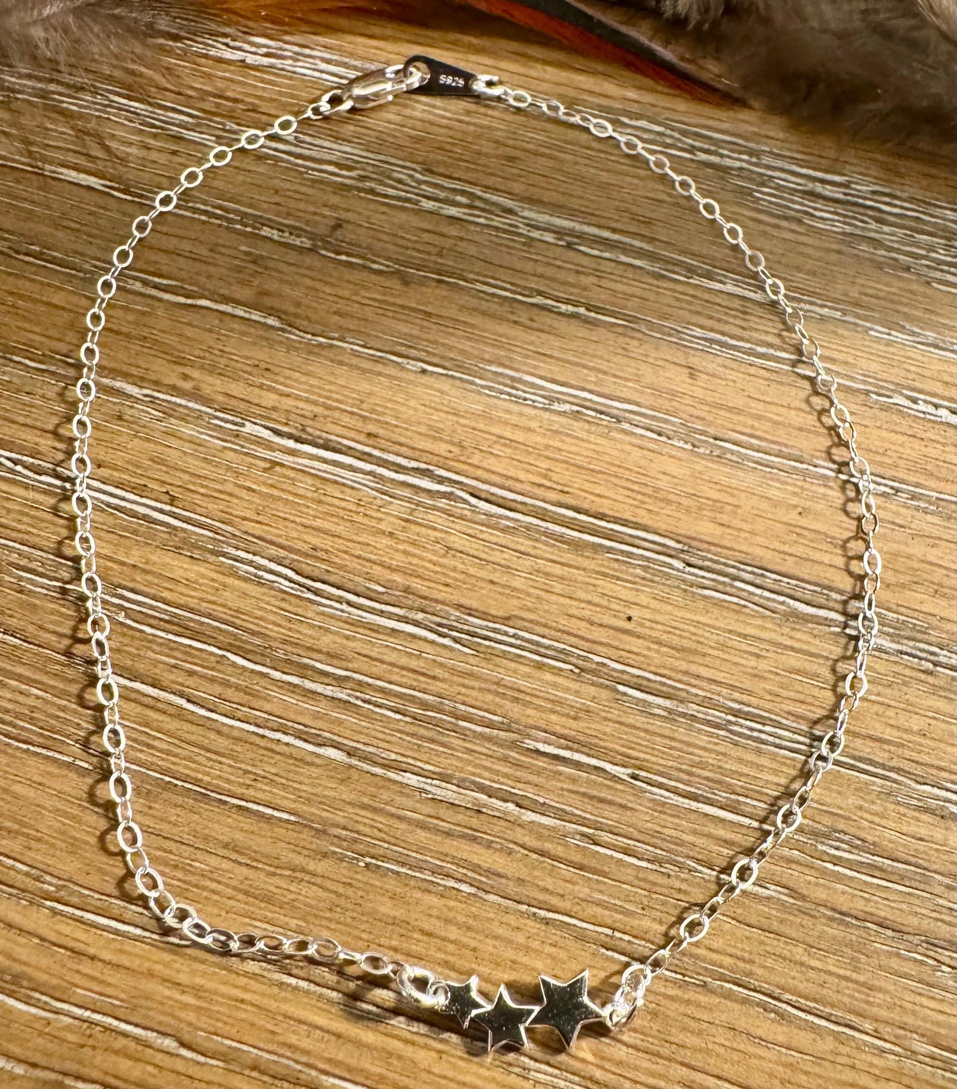 Graduating stars sterling silver chain ankle bracelet / anklet bracelet