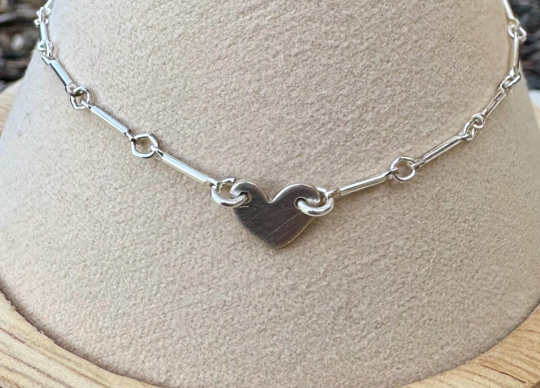 Sterling silver bracelet with tiny heart charm / connector bracelet / personalized bracelet