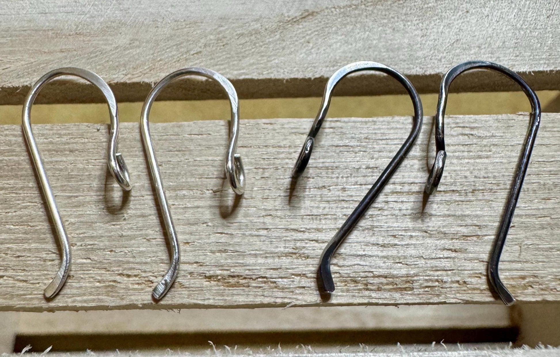 Side hook 20g sterling silver ear wires / handmade ear wires / shiny or oxidized polished