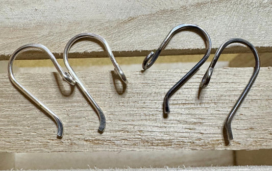 Heavy 18 gauge side hook sterling silver ear wires / sterling silver ear wires / handmade ear wires / shiny or oxidized polished