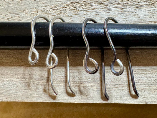 Heavy 18 gauge side hook sterling silver ear wires / sterling silver ear wires / handmade ear wires / shiny or oxidized polished