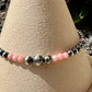 Navajo pearl with angel skin pink coral gemstone bracelet / sterling silver beaded gemstone bracelet