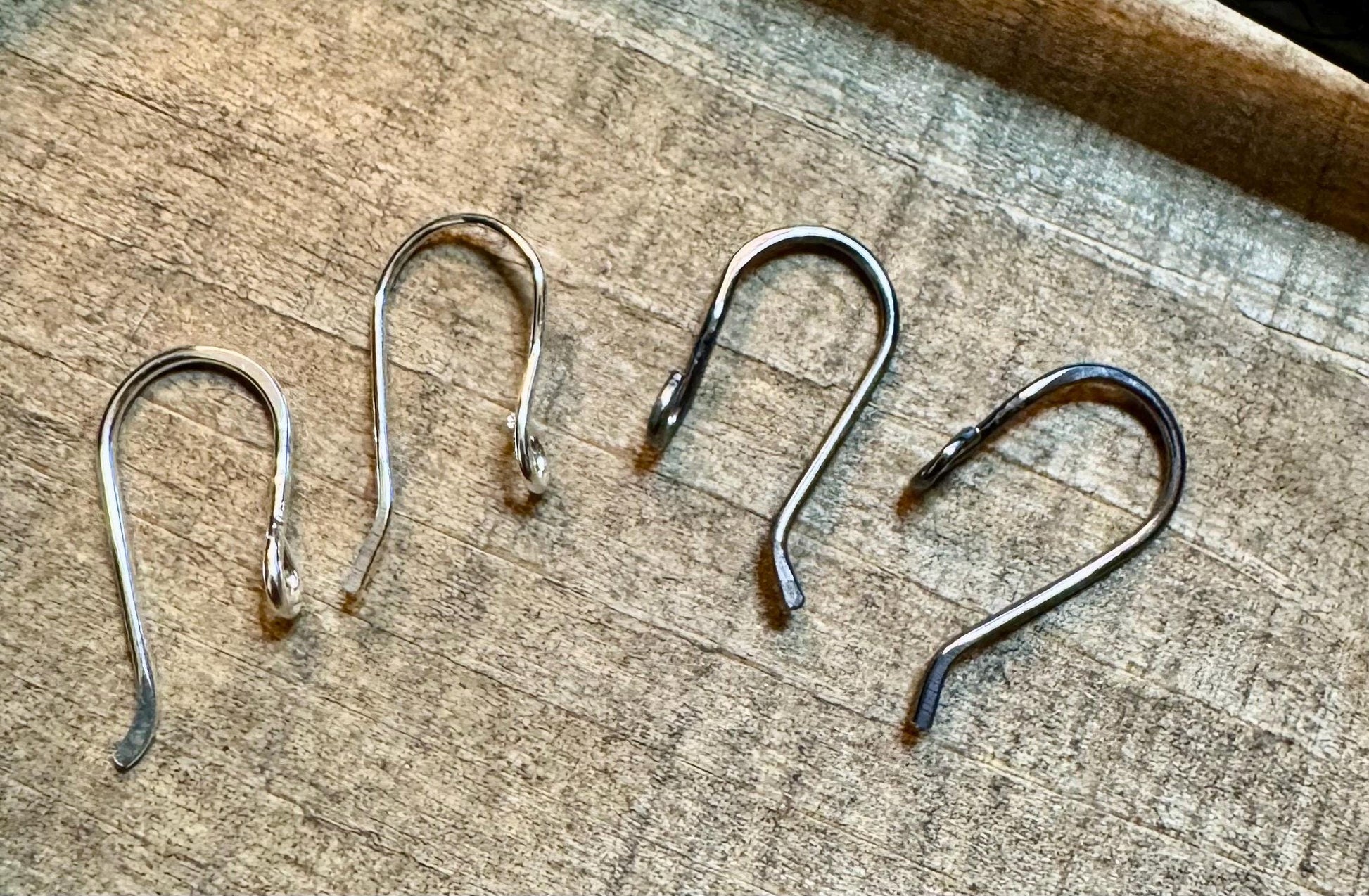 Heavy 18 gauge side hook sterling silver ear wires / sterling silver ear wires / handmade ear wires / shiny or oxidized polished
