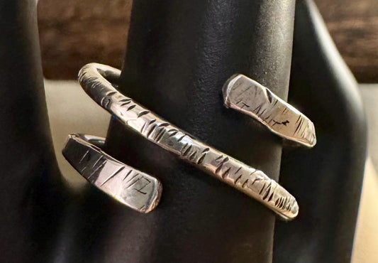 Bypass textured double coil ring / thumb ring / index finger ring / bypass ring / coil ring