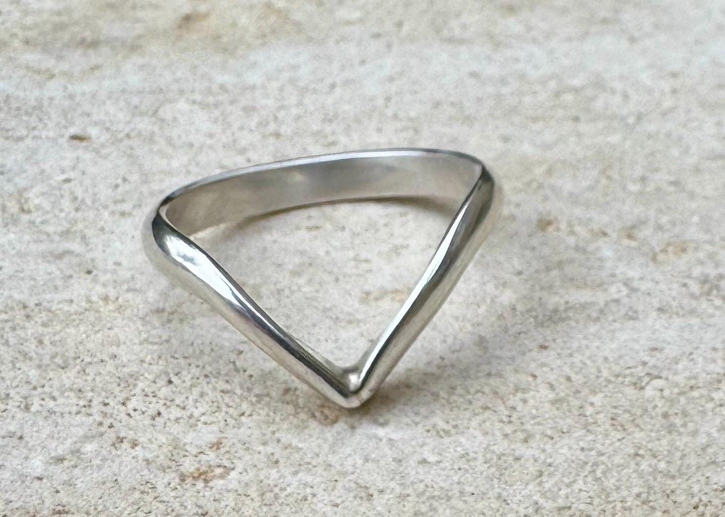 Chevron Ring, Wishbone Ring, Half Round Smooth Ring, Unique Ring for Her, Minimalist Jewelry, Stacking Ring, Thoughtful Gift