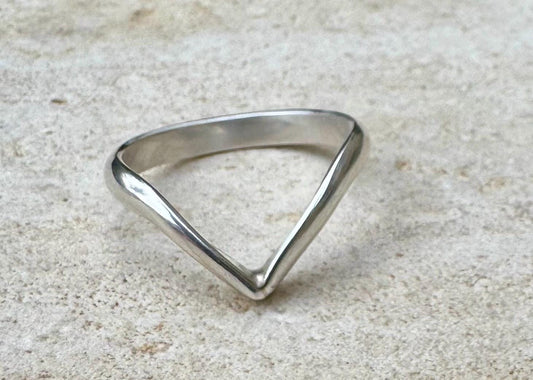 Chevron Ring, Wishbone Ring, Half Round Smooth Ring, Unique Ring for Her, Minimalist Jewelry, Stacking Ring, Thoughtful Gift