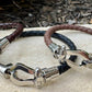 Leather bracelet with stainless steel horseshoe shackle